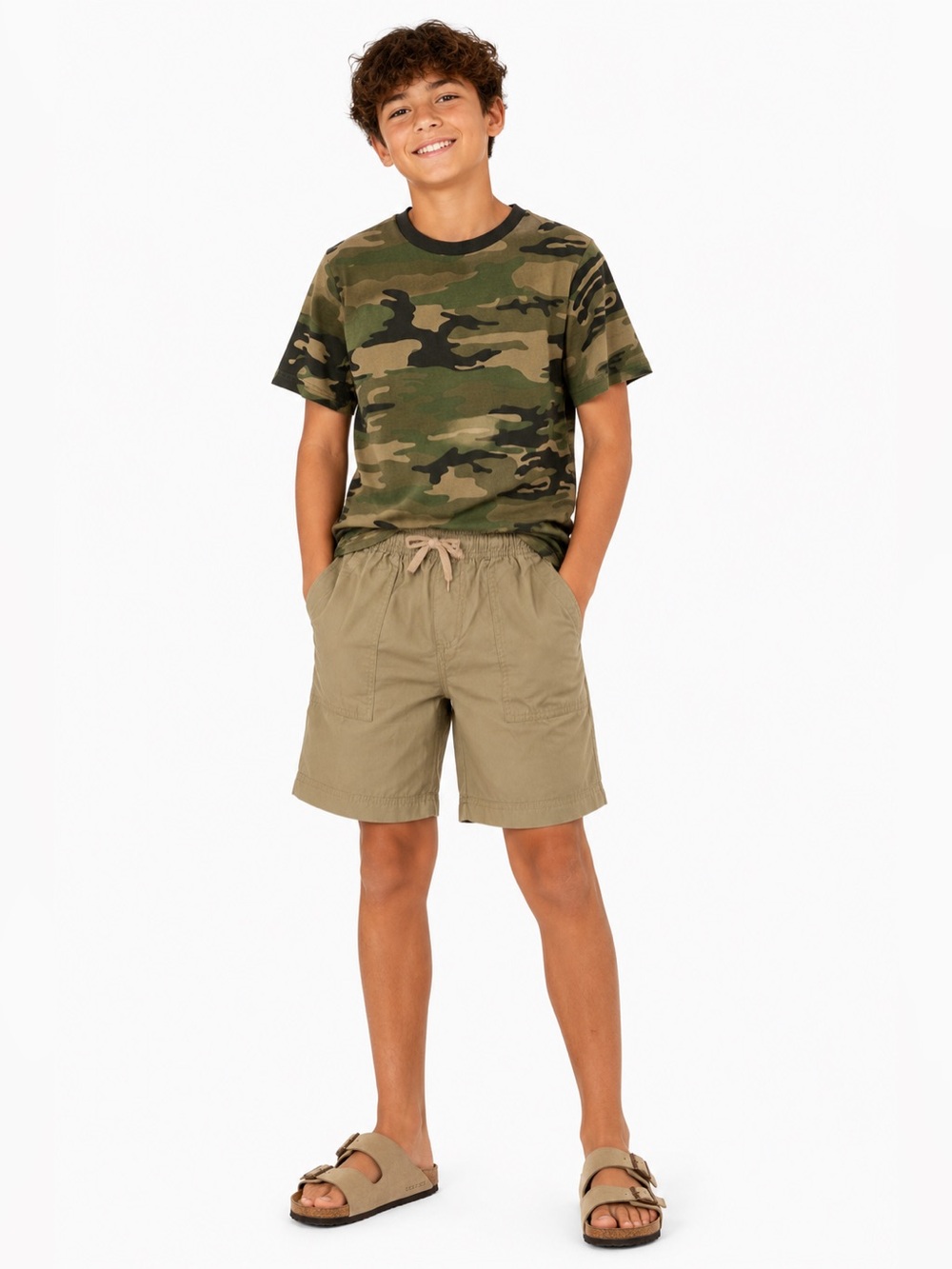 Circo Boys 2-Piece Set Size 12/14 Camo Tee & Drawstring Shorts